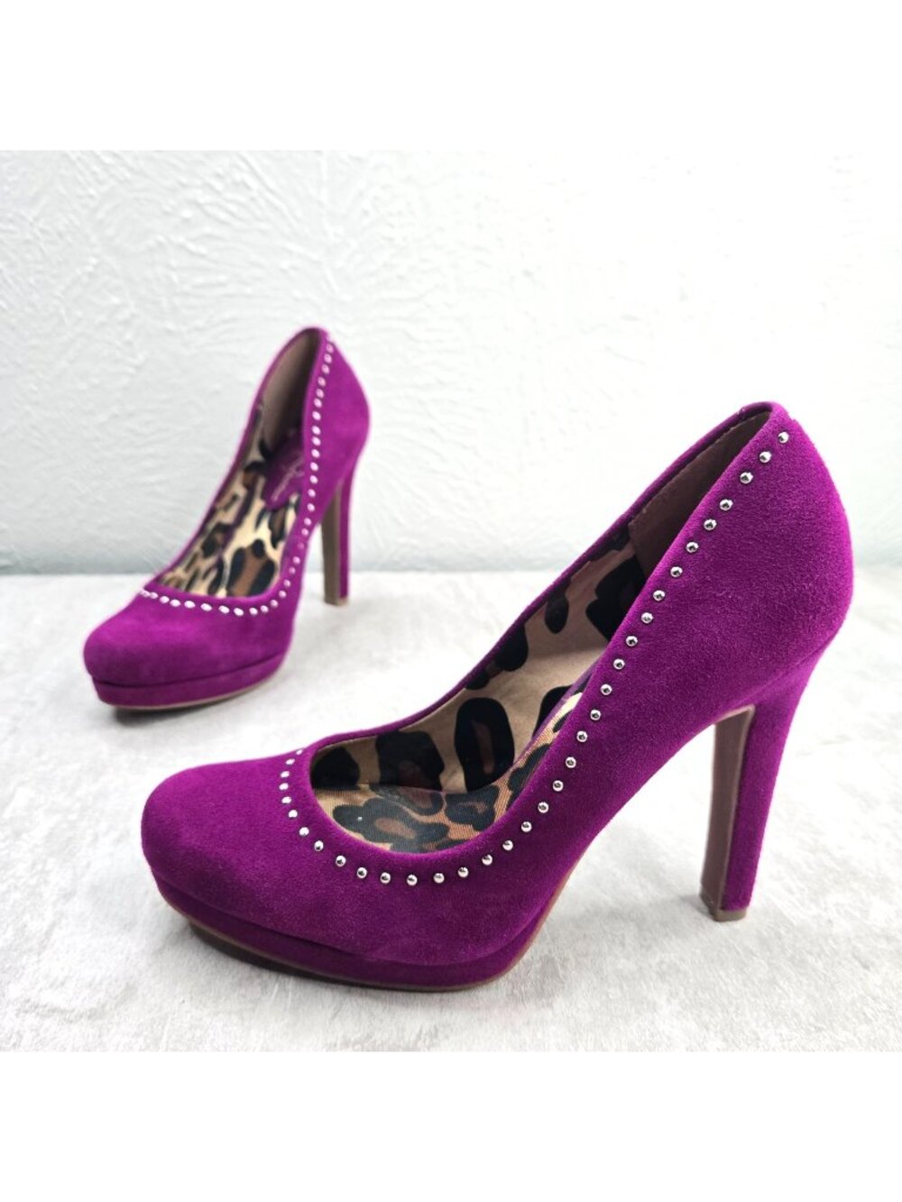 Jessica Simpson Platform Pumps Suede Purple Studded Formal High Heel Shoe Size 6